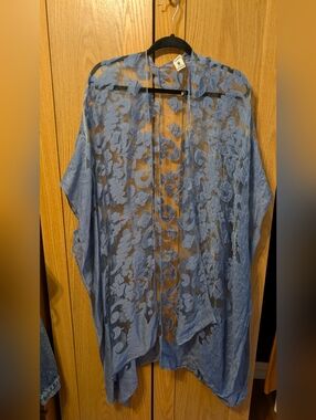 Jessica McClintock Blue Floral Lace Overlay